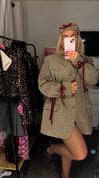 Harris tweed rework bow blazer & flatcap