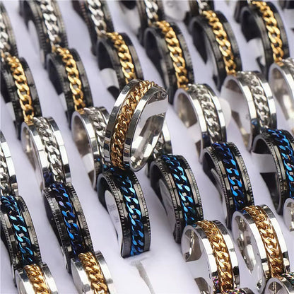 Anti Anxiety Chain Ring Silver Shimmer Mixed Sizes
