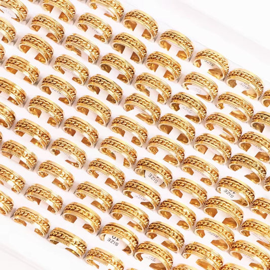 Anti Anxiety Gold Chain Ring Size 10