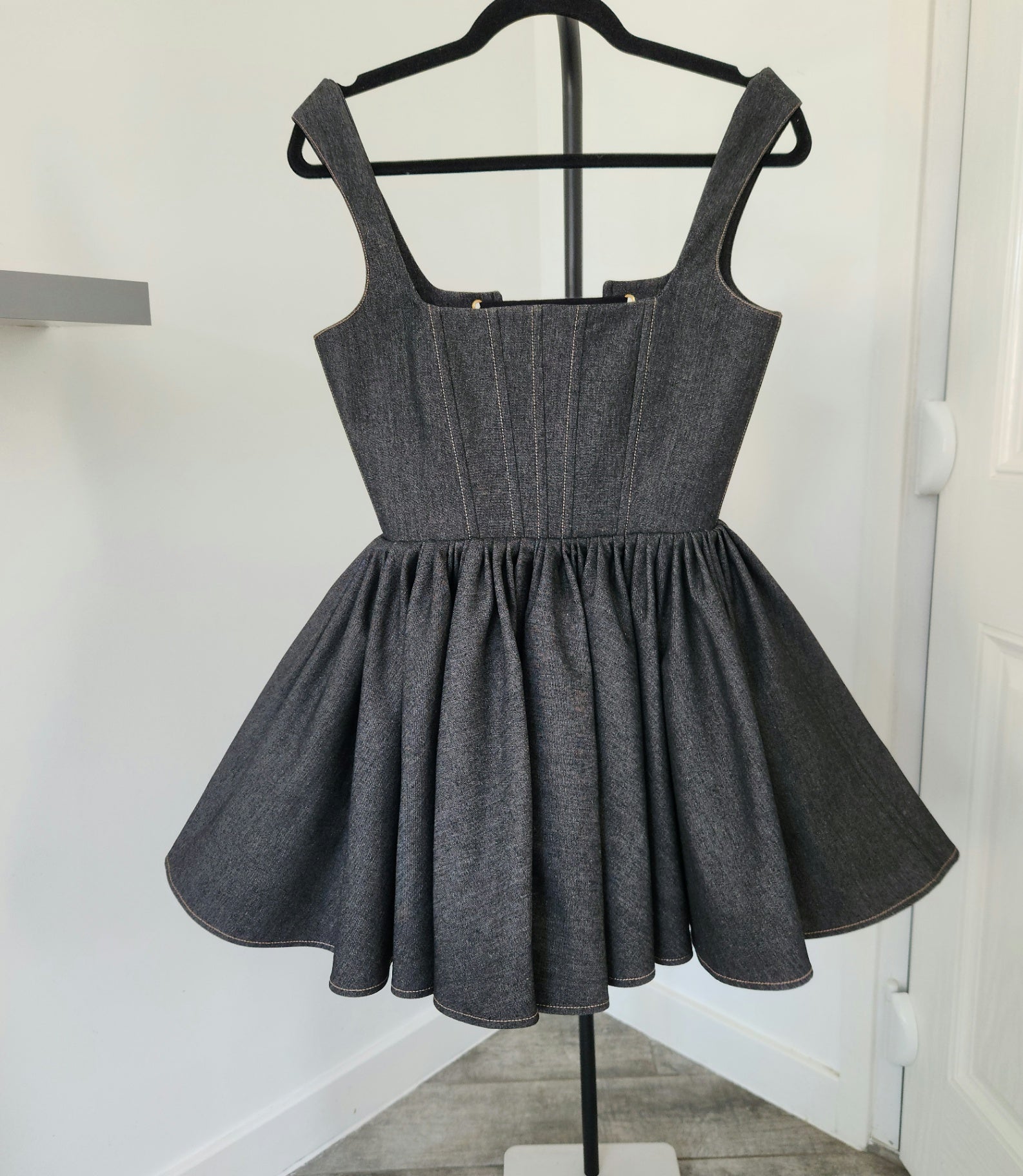 The Black denim mini dress