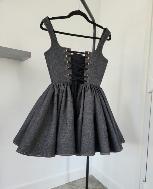 The Black denim mini dress