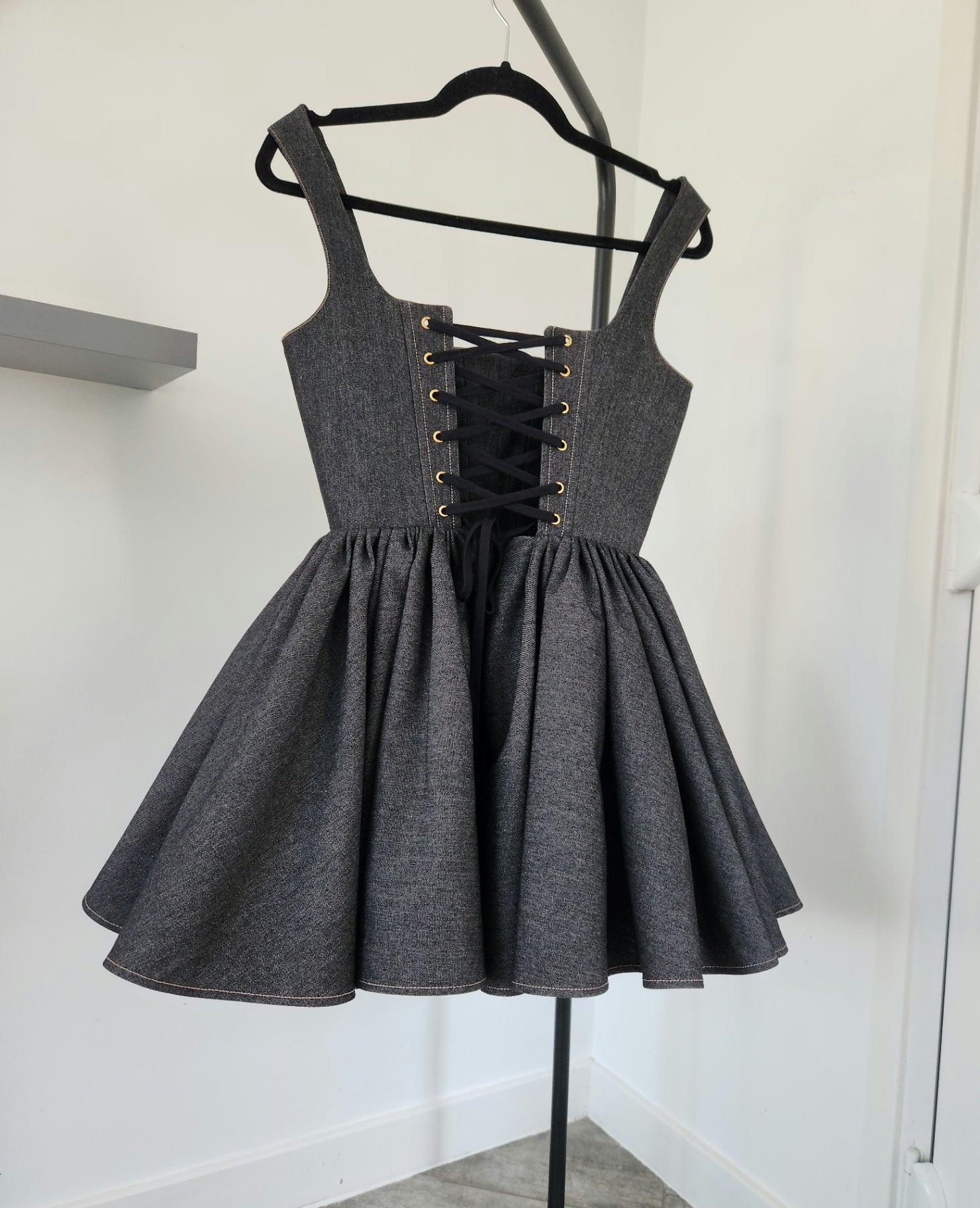 The Black denim mini dress