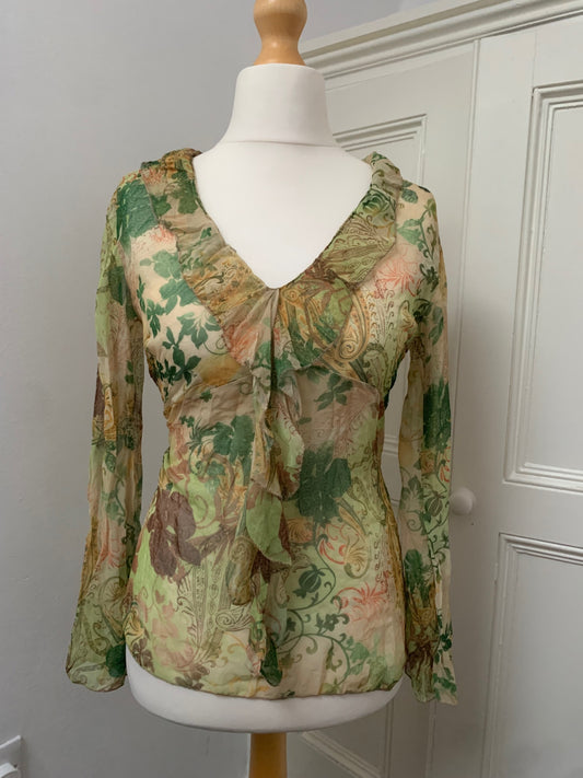 vintage green floral top 
