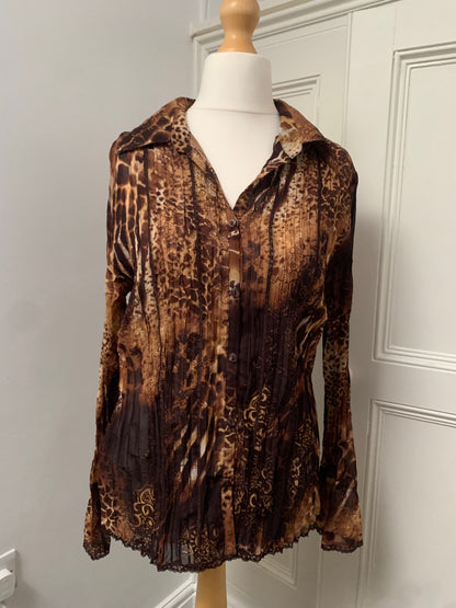 vintage animal print notations shirt 