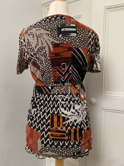 vintage mesh mixed pattern top