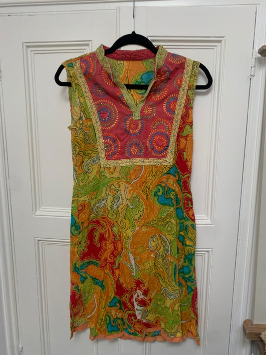 vintage colourful sleeveless dress 