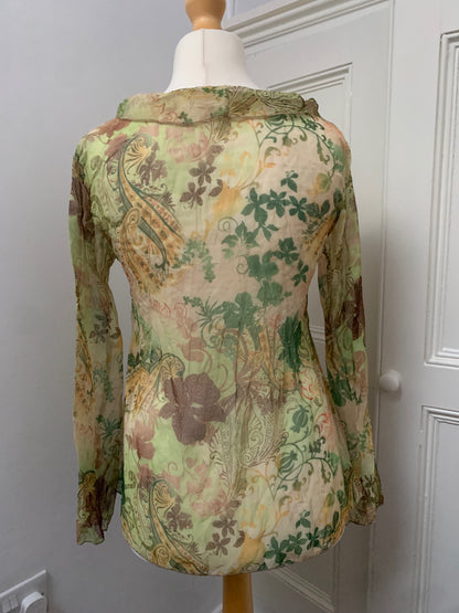 vintage green floral top