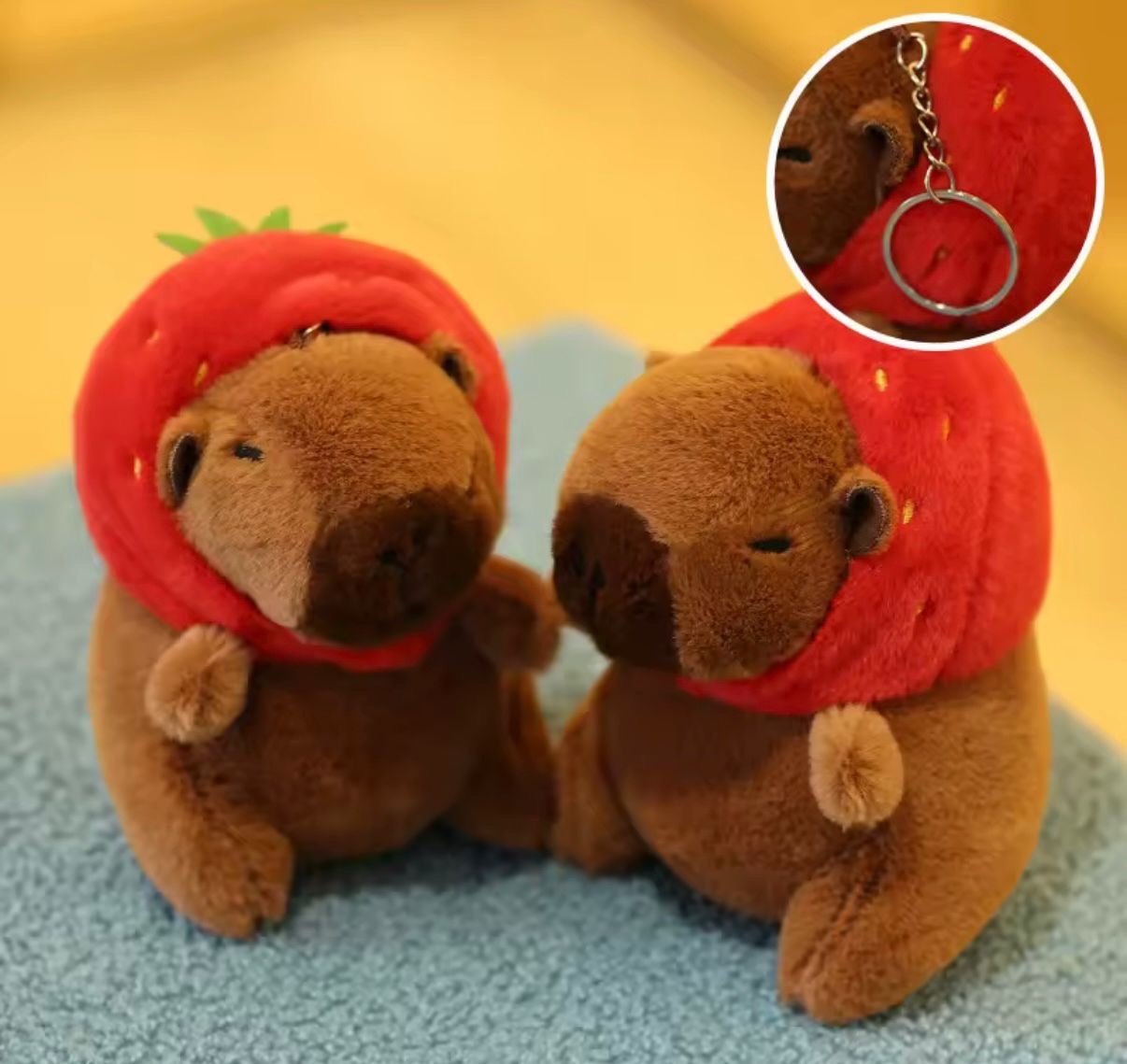 Capybara Strawberry Plush Bag Charm 