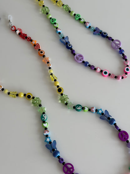 Tropical summer sunglasses strap - black