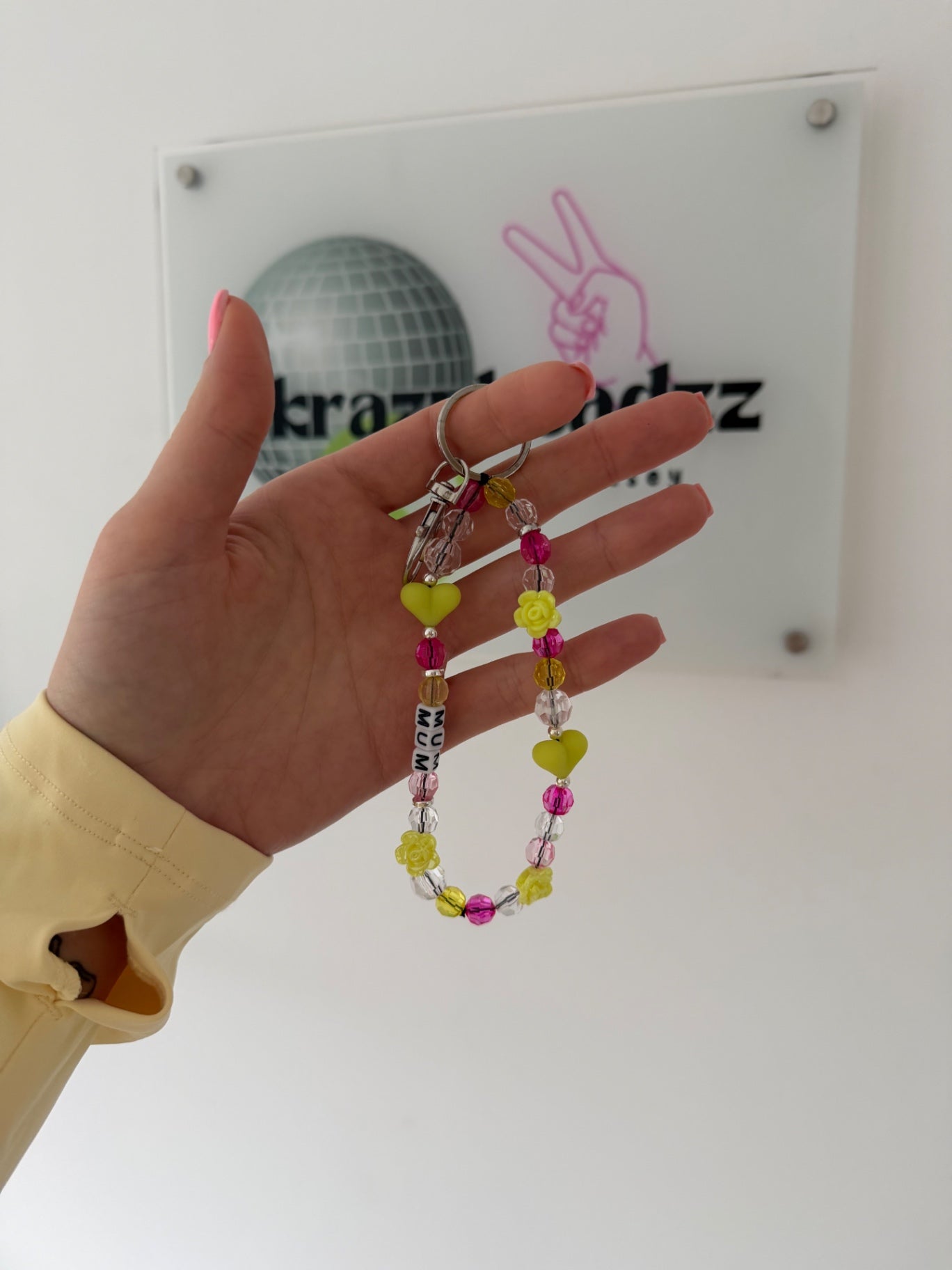 Mother’s Day Keyring - pink/yellow