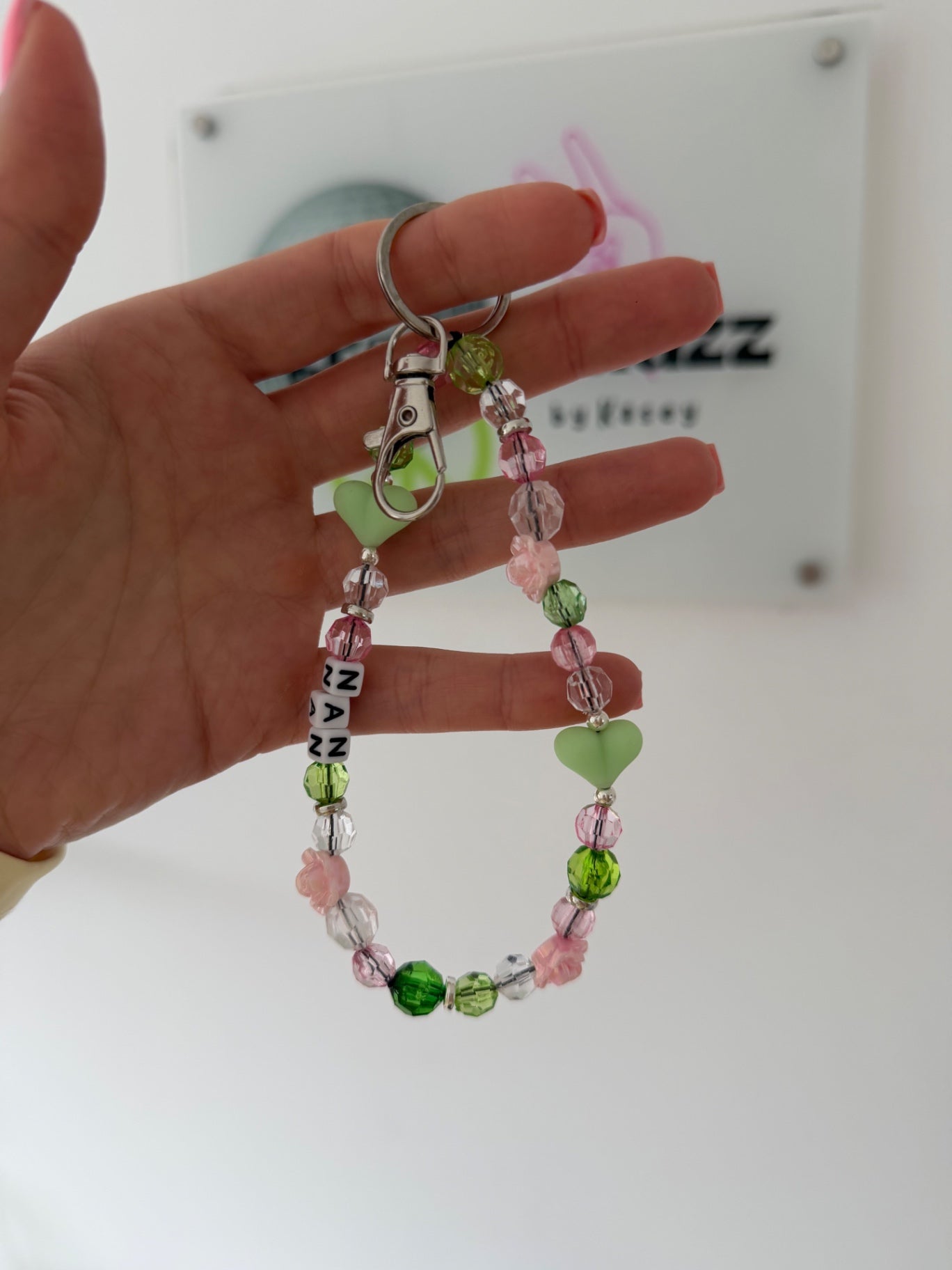 Mother’s Day Keyring - pink/green