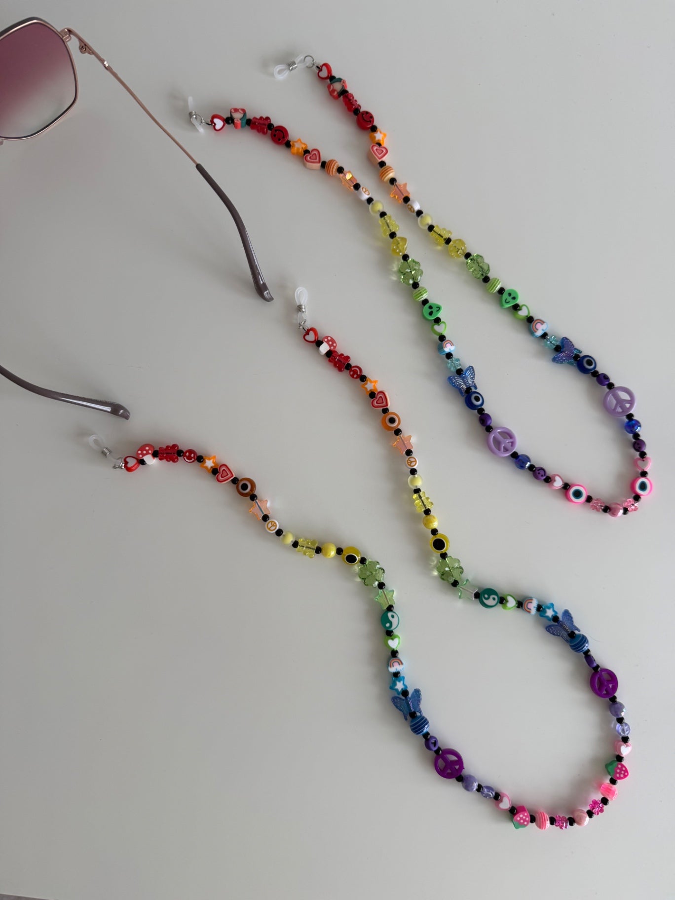 Tropical summer sunglasses strap - black