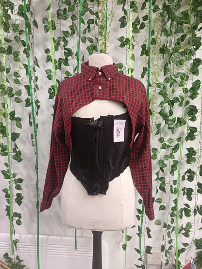 Cropped shirt in tartan check