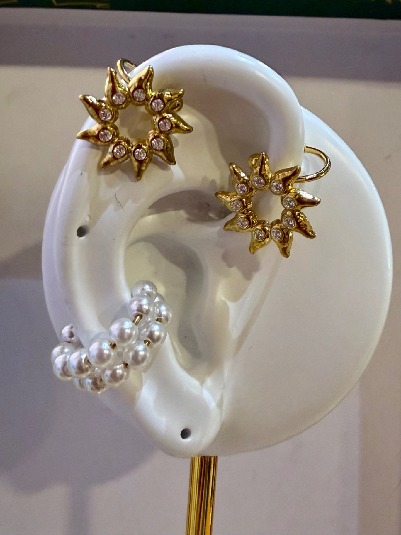 Gold Sun Crystal Ear Cuff Single Piece 