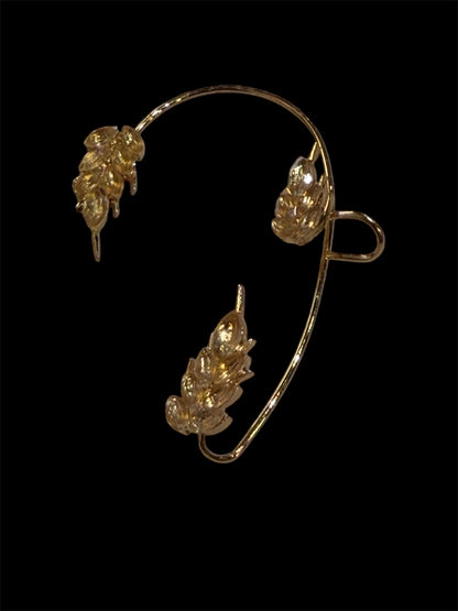 Gold Leaf Crystal Ear Cuff