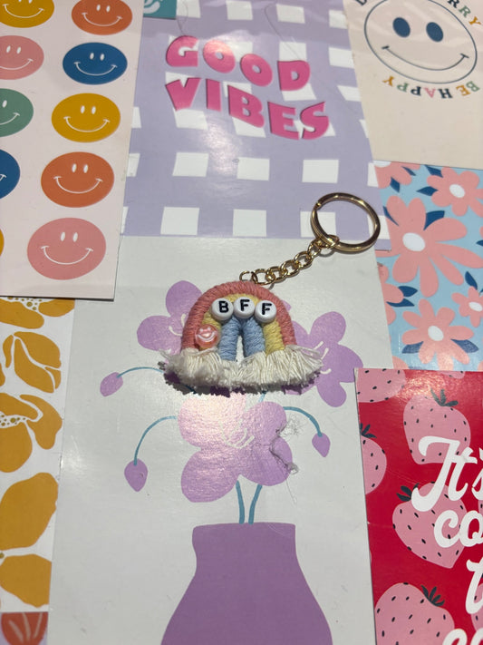 Pink/blue BBF Rainbow Keyring