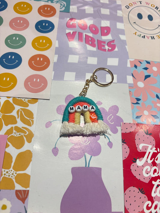 Turquoise/orange Mama Rainbow Keyring