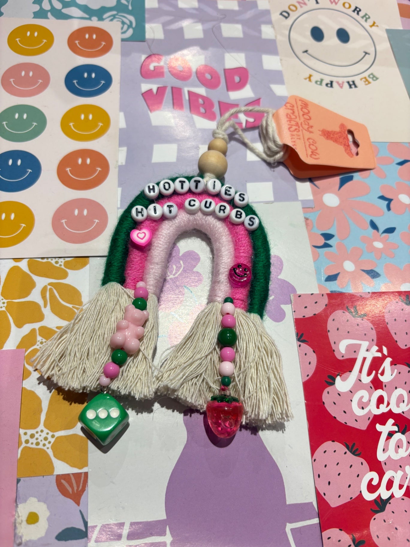 Pink/green Hotties Curbs Rainboe Car Charm
