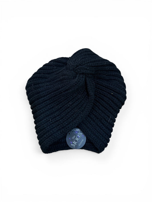 Black Wool Turban Hat 