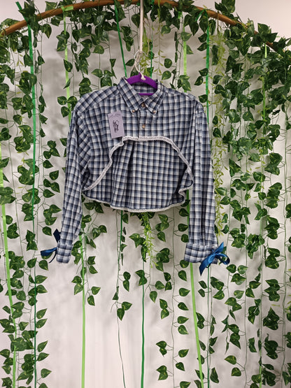 Cropped shirt check blue white