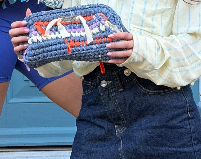 Denim clutch bag