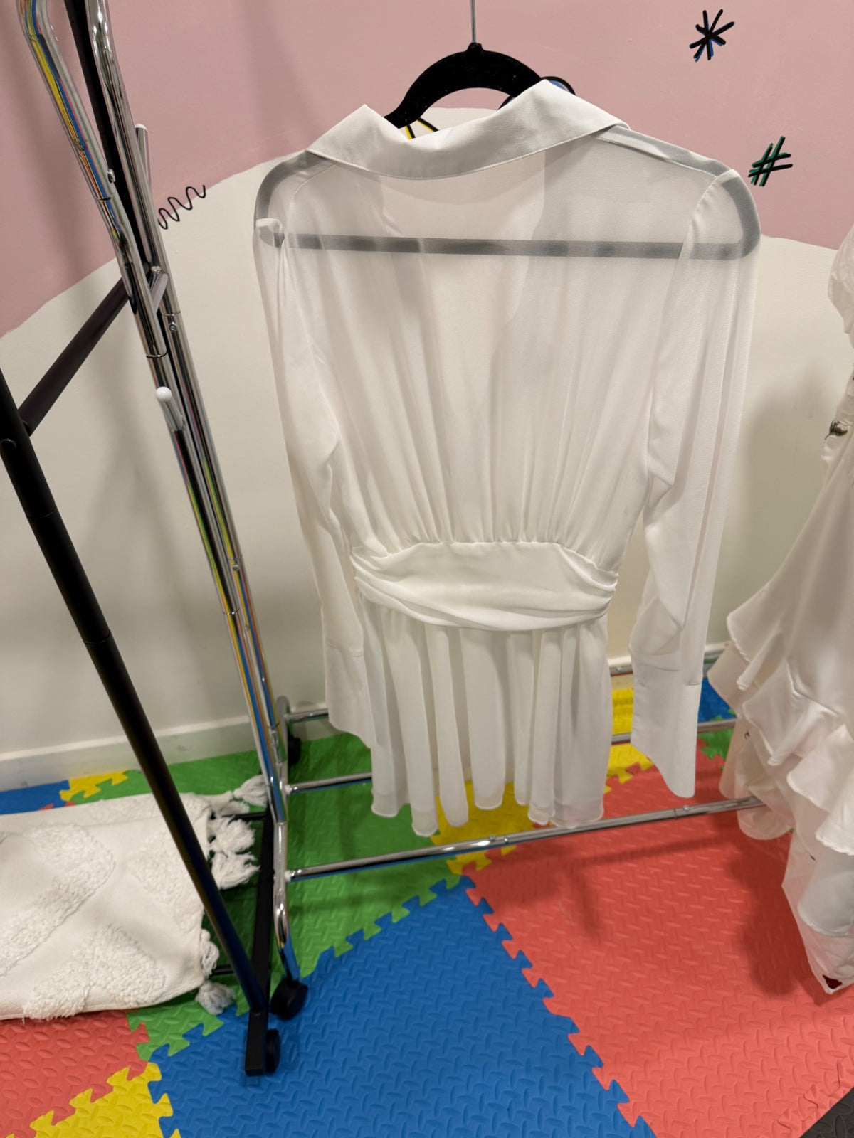 White Sheer Shirt Dress