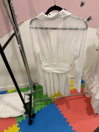 White Sheer Shirt Dress