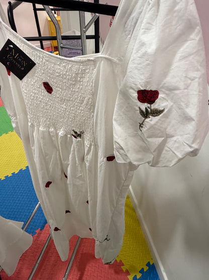 White Embroidered Dress Size 12-14