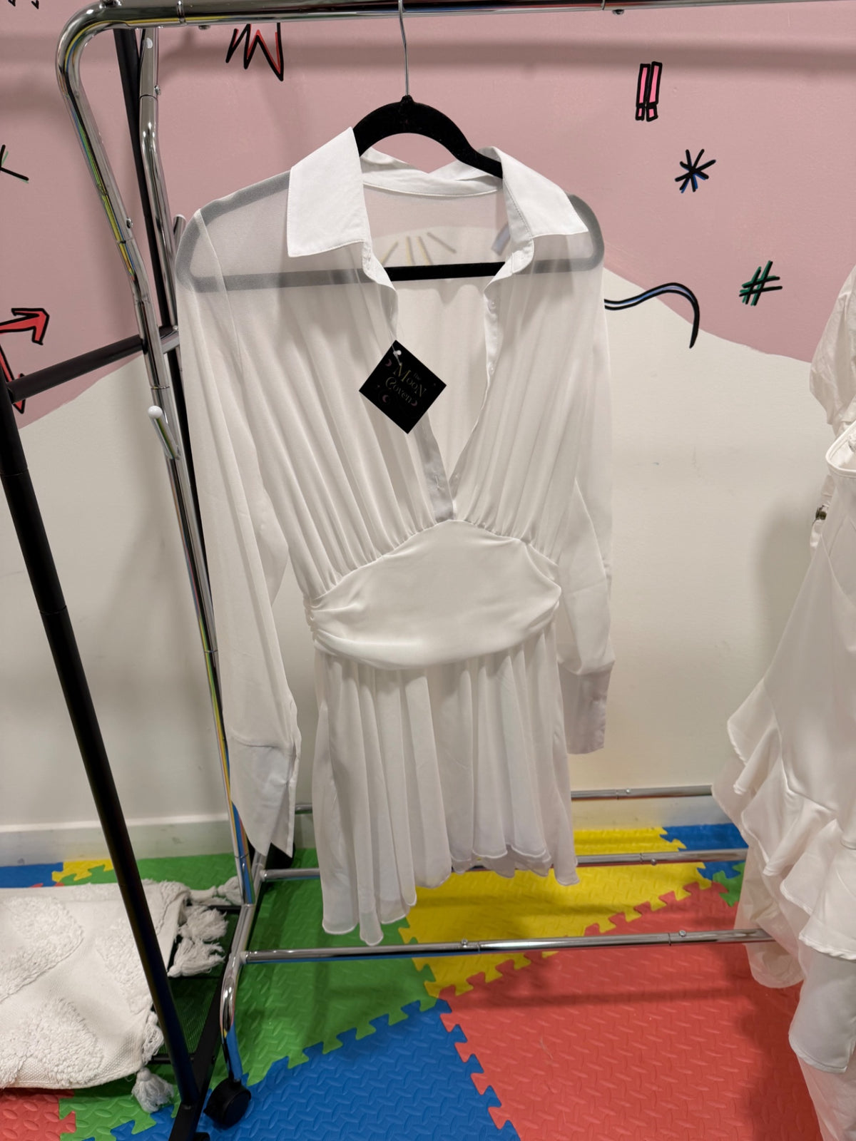 White Sheer Shirt Dress