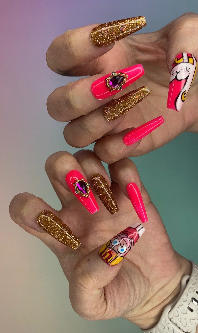 Hand Painted Dexters Lab - Dee Dee Nails