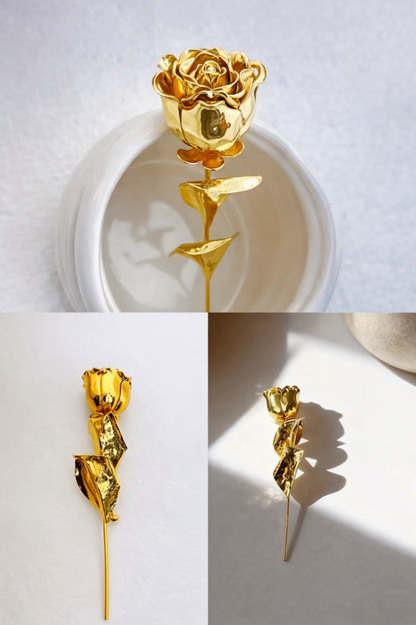 Gold Rose Brooch 
