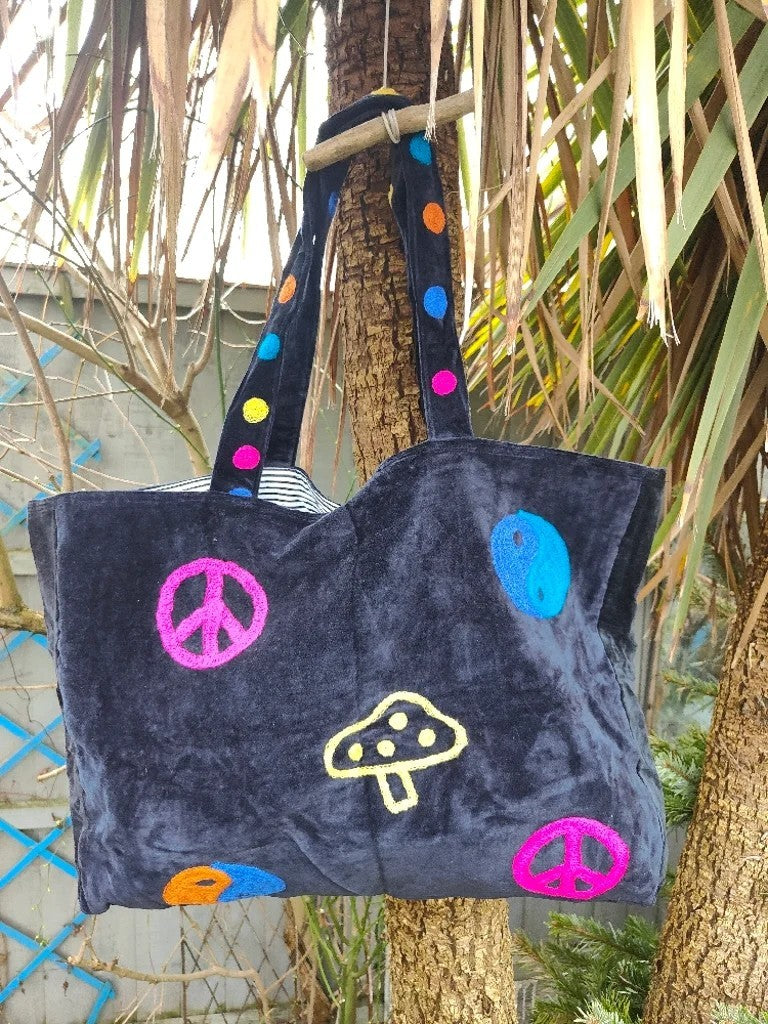 Wanderlust - Velvet oversized tote bag HIPPIE