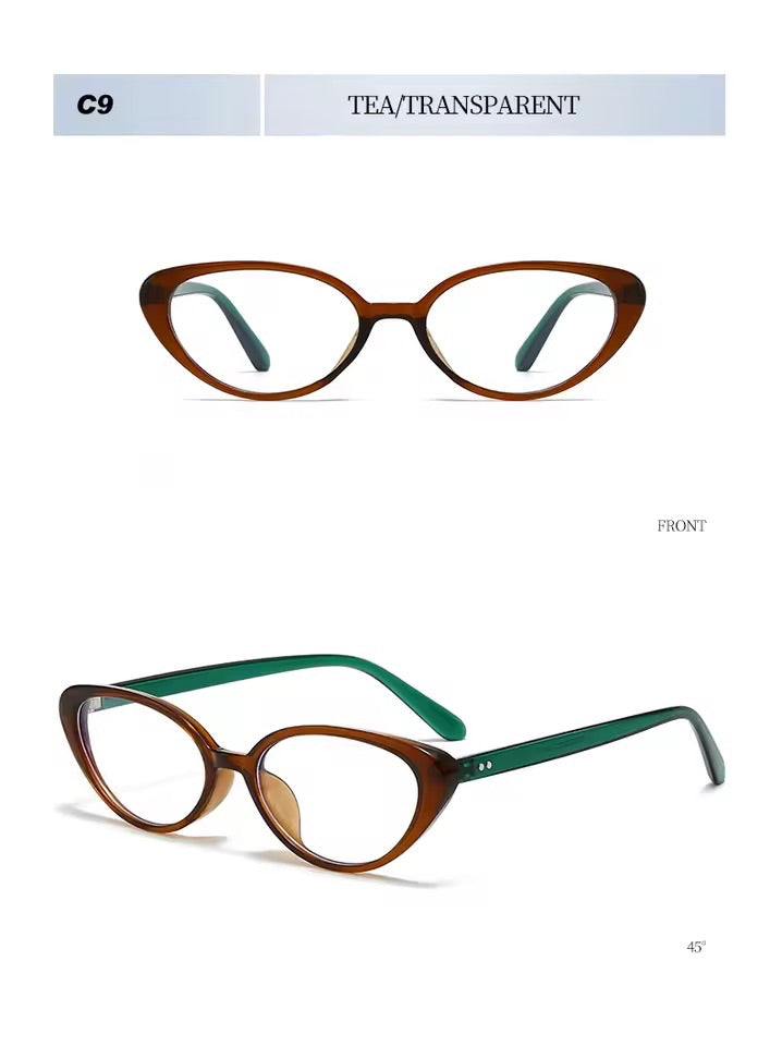 Mini Cat Eye Anti-Blue Light Glasses Green Tea