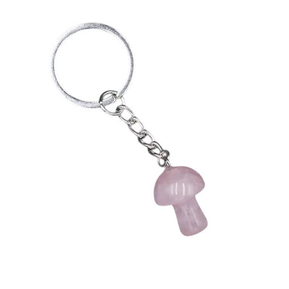 Rose Quartz Healing Mushroom Key Chain