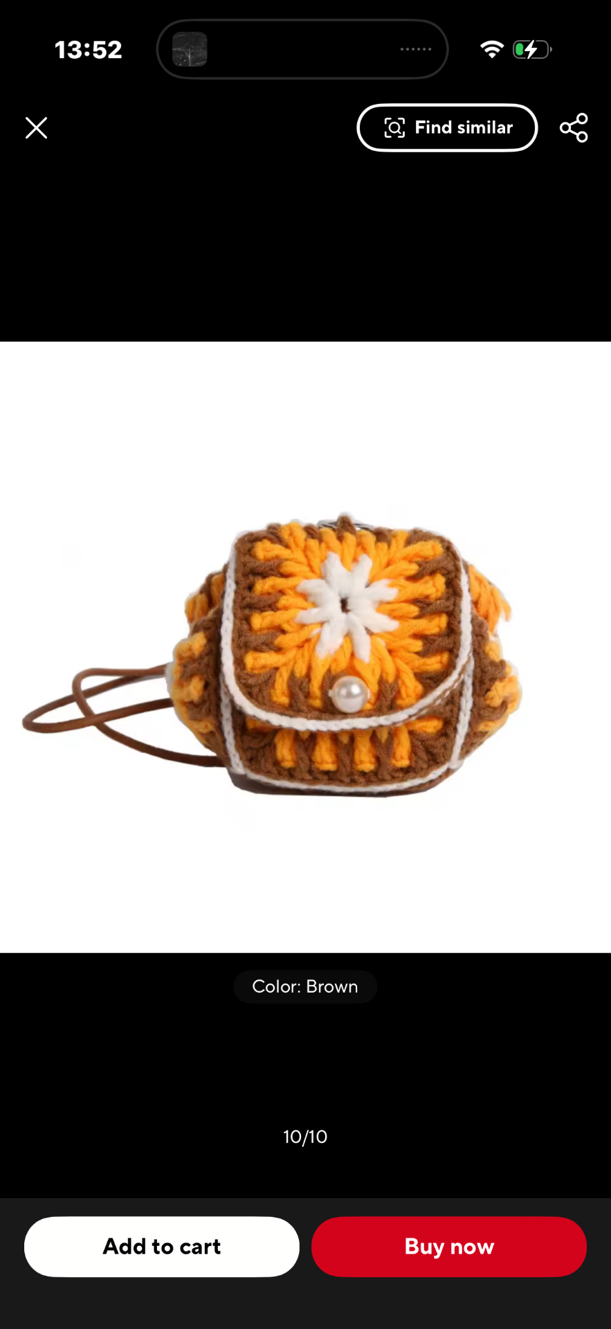 Mini Crochet Orange Brown Purse Bag 