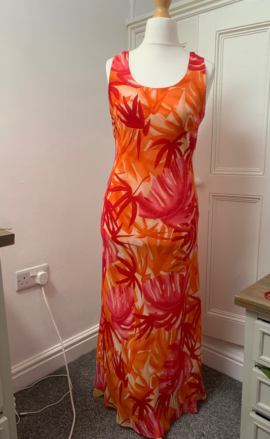 vintage orange floral maxi dress
