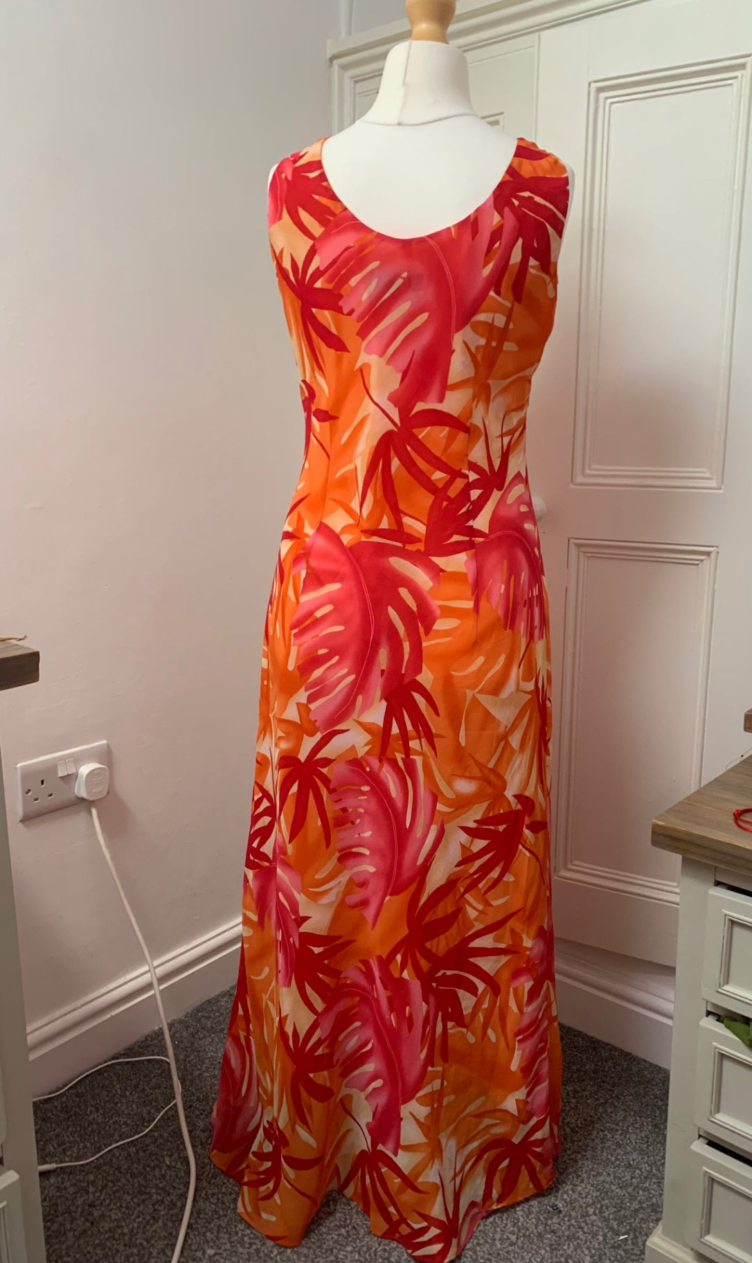 vintage orange floral maxi dress 