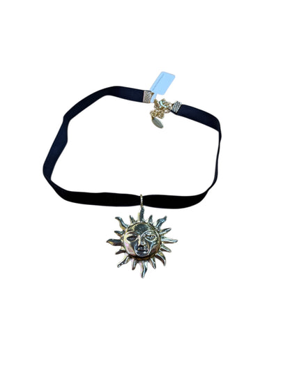 Gold Sun Charm Choker Necklace 