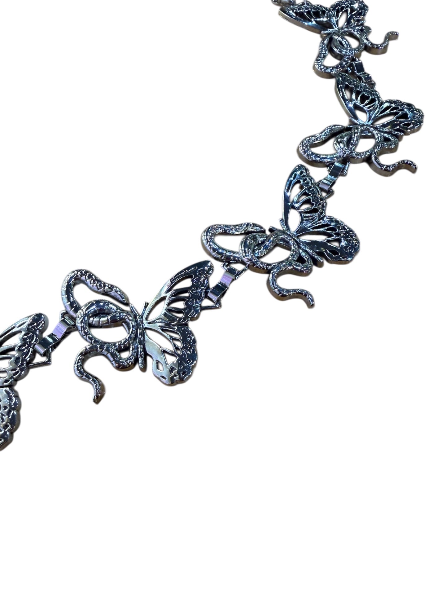 Silver Butterfly Snake Chain Belt
