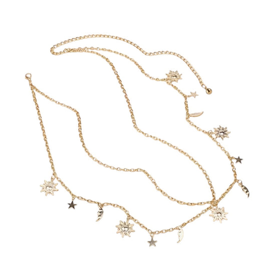 Gold Sun Moon Charm Belt