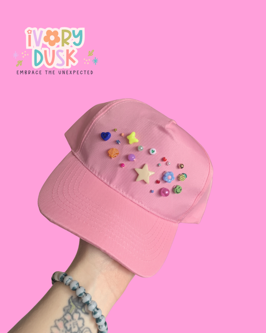 Pink beaded cap