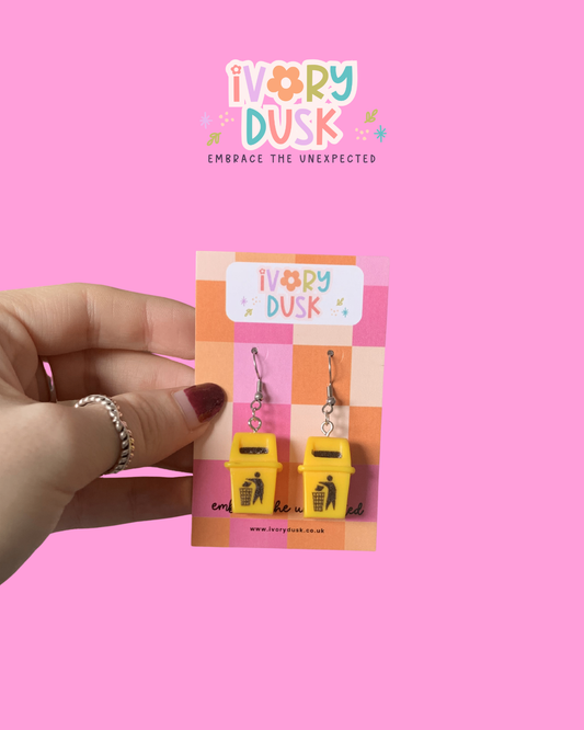 Trash can earrings