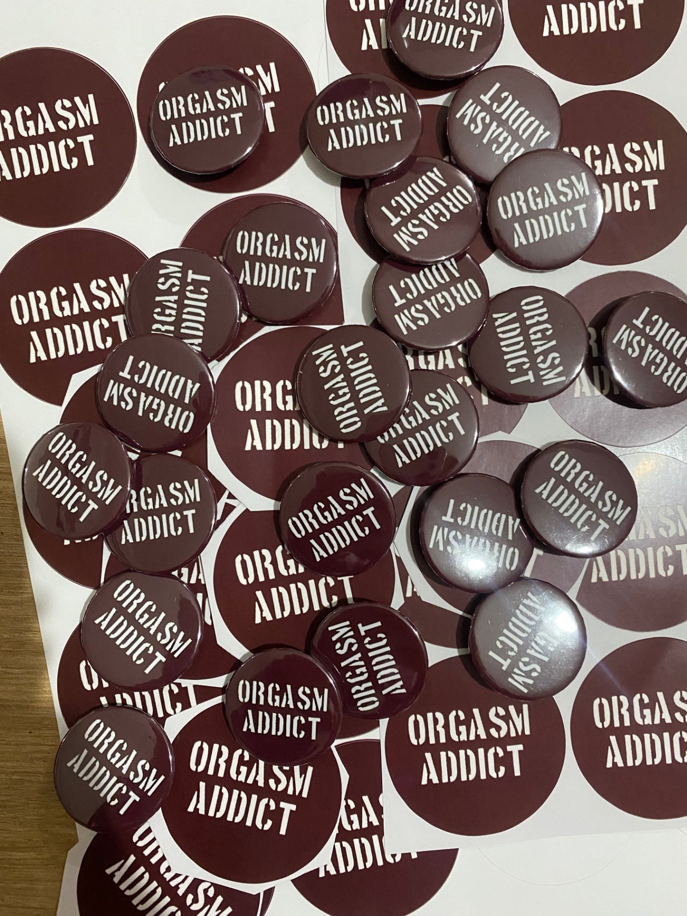 Orgasm Addict Sticker/Badge Pack