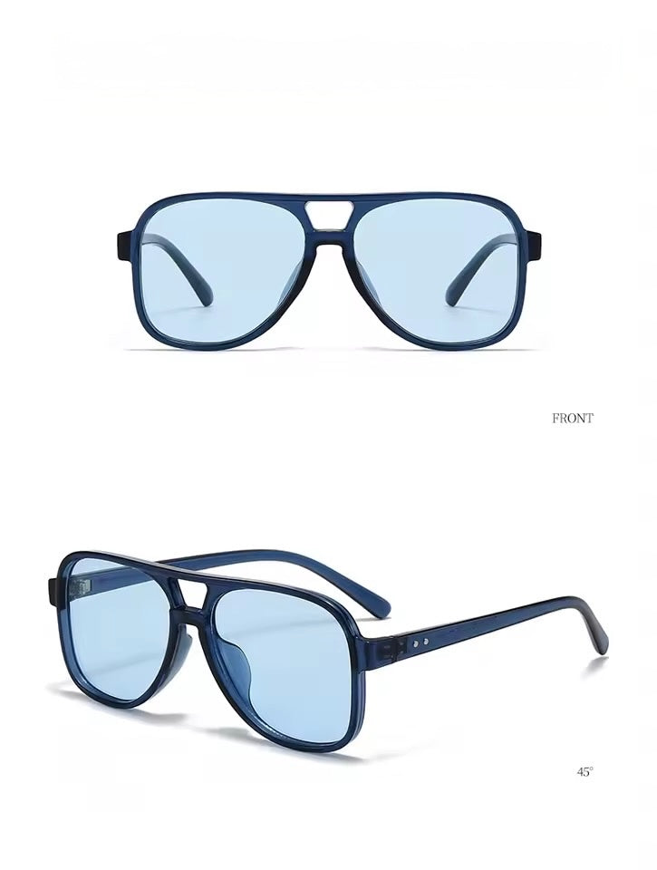Luna Ocean Aviator Sunglasses – Blue Frame with Blue Lens