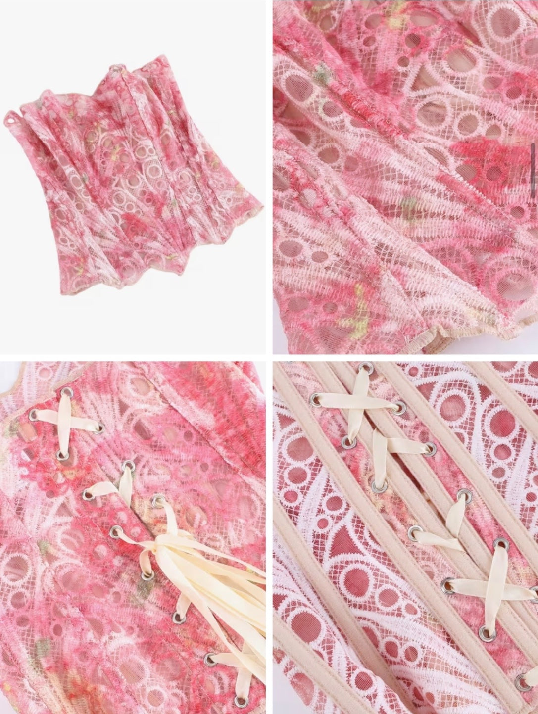 Pink Cosmic Wishbone Embossed Corset XxL
