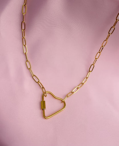 Gold Heart carabiner necklace