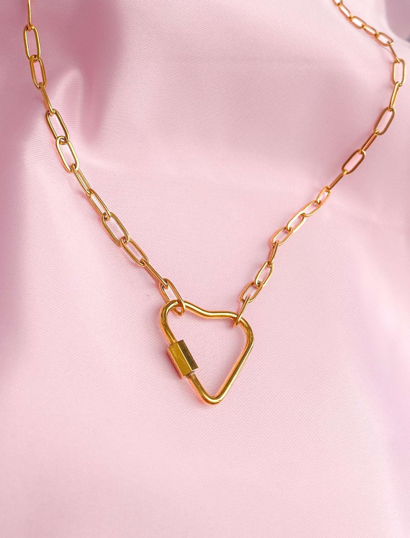 Gold Heart carabiner necklace