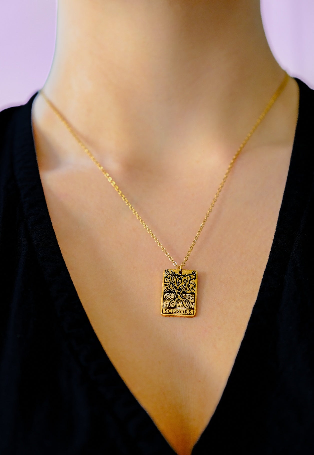 Gold scissor tarot necklace  - 16"-20" inches