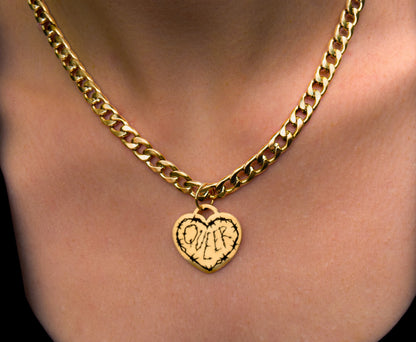 Gold QUEER barbed wire chunky chain - 16"-20" inches 
