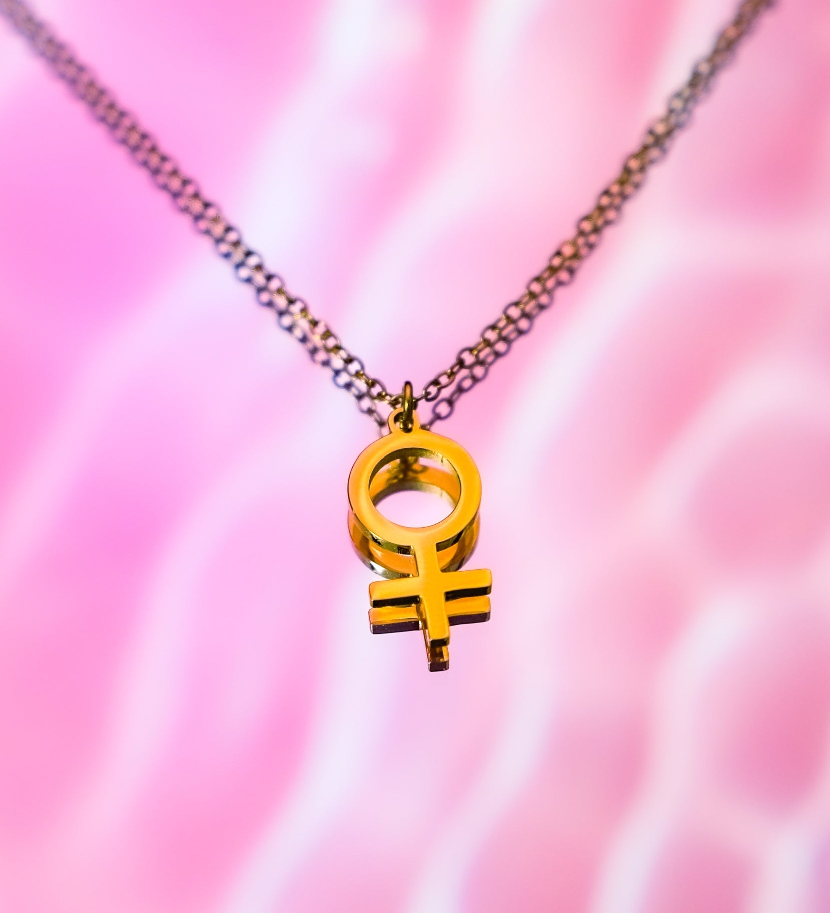 Gold venus symbol necklace - 18 inches
